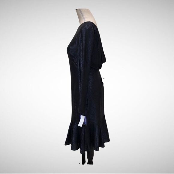 R&M Richards Navy Shimmer Drape Back Dress, 10 - Picture 2 of 7